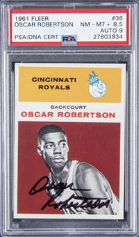 1961/62 Fleer #36 Oscar Robertson Signed Rookie Card – PSA NM-MT+ 8.5, PSA/DNA 9